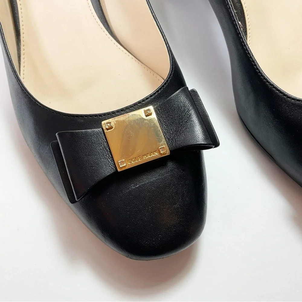 Cole Haan Tali Bow Leather Block-Heel Pumps - Picture 7 of 10